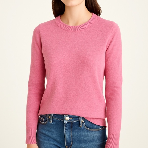 J.Crew 100% Cashmere Crewneck Sweater - Pink - Size M - Picture 1 of 6